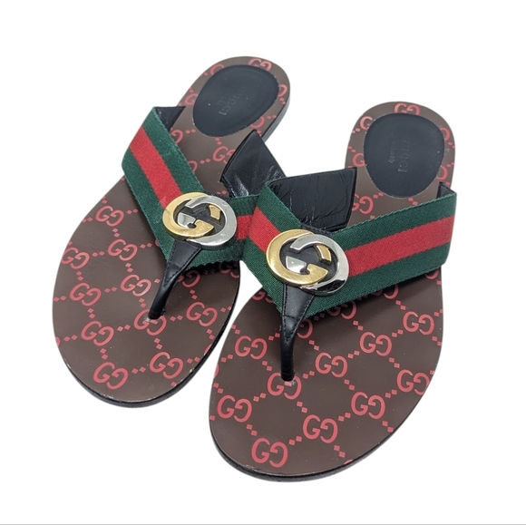 Gucci Kika Interlocking GG Thong Flip Flop Sandal Size EU 38 - Picture 2 of 16